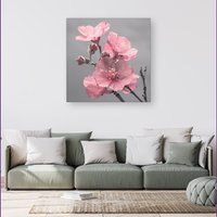 Warren Reed - Designer Delicate Pink Flowers Canvas | Size: w40 inch x h40 inch