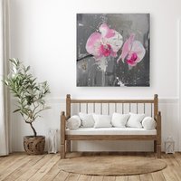 Warren Reed - Designer Pink Orchids Splashart Canvas | Size: W30" x H30"