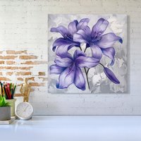 Warren Reed - Designer Purple Lilies Canvas | Size: W16" x H16"