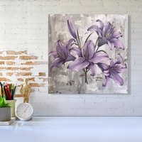 Warren Reed - Designer Purple Lilies In Bloom Canvas | Size: w10 inch x h10 inch