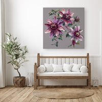 Warren Reed - Designer Purple Passion Flowers Canvas | Size: W30" x H30"