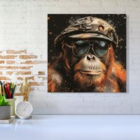 Warren Reed - Designer Cool Orangutan Canvas in Brown | Size: w10 inch x h10 inch