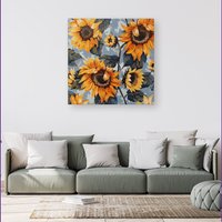 Warren Reed - Designer Sunflowers On A Sunny Day Canvas | Size: w40 inch x h40 inch