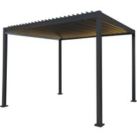 Monstershop Anthracite Aluminium Pergola With LED Lights - 3m x 3m in Grey