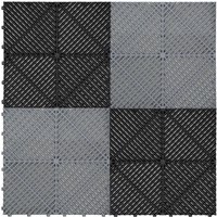Monstershop Vented Garage Floor Tiles With Edges - 120 Black & 120 Grey