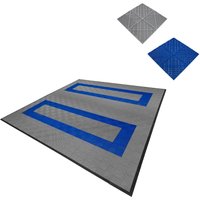 Monstershop Vented Garage Floor Tiles With Edges - 165 Grey & 60 Blue