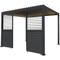 Monstershop Anthracite Aluminium Pergola With LED Lights & 2 x Shutter Panels - 3m in Grey