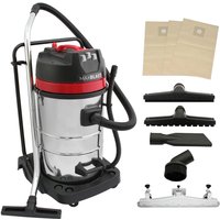 Monstershop 80L Industrial Vacuum, 5 Attachments & 3 Hoover Bags in Silver