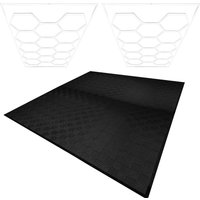 Monstershop Hexagon LED Lights x 2 & Vented Garage Floor Tiles x 225 With Edges in Black
