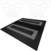 Monstershop Hexagon LED Lights x 2 & Vented Garage Floor Tiles With Edges - 165 in Black