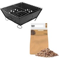 Monstershop Portable BBQ with Oak Wood Chips in Black