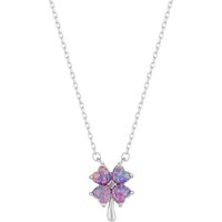 Spero London Women's Pink & Purple Opal Four Leaf Clover Sterling Silver Necklace