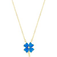 Spero London Women's Blue Opal Four Leaf Clover Sterling Silver Necklace in Gold