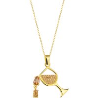 Wine Glass Sterling Silver Necklace Gold