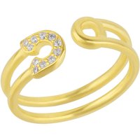 Sterling Silver Pave Jewelled Safety Pin Ring