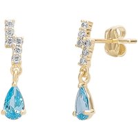 Spero London Women's Blue Topaz Lightning Bolt Earrings 9ct Solid Gold