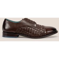 Oswin Hyde Men's Heath Woven Leather Lace Up Derby in Dark Brown | Size: 11