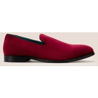 Oswin Hyde Men's Lennox Velvet Smoking Loafer in Red | Size: 8