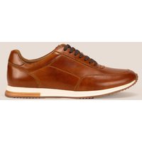 Oswin Hyde Men's Spencer Lace Up Leather Trainers in Tan | Size: 7