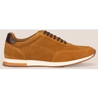 Oswin Hyde Men's Spencer Lace Up Suede Trainers in Tan | Size: 7