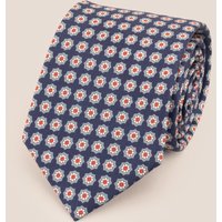 Oswin Hyde Men's Blue Yellow Geometric Print Silk Tie