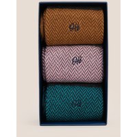 Oswin Hyde Men's Herringbone 3-Pack Cotton Socks