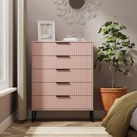 Ready Assembled 2 U Menai 5 Drawer Chest (Ready Assembled) in Dusty Pink | Size: Large