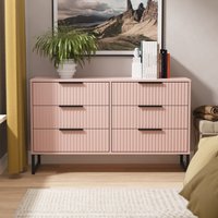 Ready Assembled 2 U Menai 6 Drawer Wide Chest (Ready Assembled) in Dusty Pink