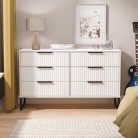 Ready Assembled 2 U Menai 6 Drawer Midi Chest (Ready Assembled) in White | Size: Large