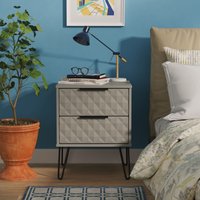 Ready Assembled 2 U Islay 2 Drawer Bedside (Ready Assembled) in Dark Grey | Size: Small