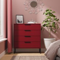 Ready Assembled 2 U Fuji 4 Drawer Chest (Ready Assembled) in Dark Red