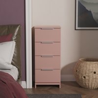 Ready Assembled 2 U Dover 4 Drawer Tall Bedside (Ready Assembled) in Dusty Pink