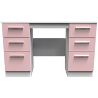 Ready Assembled 2 U Windsor 6 Drawer Kneehole Desk (Ready Assembled) in Dusty Pink