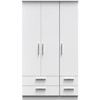 Ready Assembled 2 U Windsor Tall Triple 2 Drawer + Drawer Wardrobe (Ready Assembled) in White