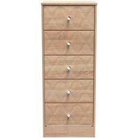 Ready Assembled 2 U Memphis 5 Drawer Tall Bedside (Ready Assembled) in Light Oak