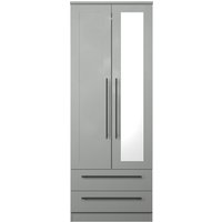 Ready Assembled 2 U Howard Tall 2 Door 2drw Mirrored Wardrobe (Ready Assembled) in Dark Grey