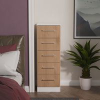 Ready Assembled 2 U Gloucester 5 Drawer Tall Bedside (Ready Assembled) in White