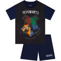 Harry Potter Boy's Hogwarts Crest Short Sleeve Pyjamas in Blue | Size: 11-12 Years