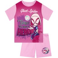 Marvel Girl's Spidey & His Amazing Friends Ghost Spider Short Sleeve Pyjamas in Pink | Size: 4-5 Years