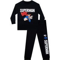 DC Comics Boy's Superman Pyjamas in Black | Size: 5-6 Years