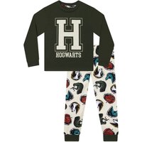 Harry Potter Boy's Hogwarts Long Sleeve Pyjamas in Green | Size: 6-7 Years