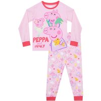 Peppa Pig Girl's Peppa, George & Evie Long Sleeve Pyjamas in Pink | Size: 4-5 Years
