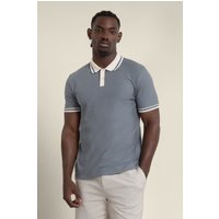 & Anders Textured Jacquard Polo Shirt Contrast Rib