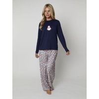 Loungeable Women's Penguin Long Sleeve Top & Trouser Set in Grey | Size: Large