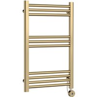 Balterley Round Tube Towel Rail with 10 Bars, 800 x 500mm - Brushed Brass in Metallics