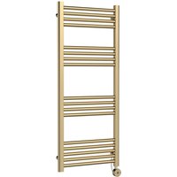 Balterley Round Tube Towel Rail with 17 Bars, 1200mm x 500mm - Brushed Brass in Metallics