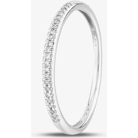 T.H.Baker Women's 9ct White Gold 0.08ct Diamond Pave Set Half Eternity Ring in Silver | Size: R