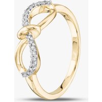 T.H.Baker Women's 9ct Yellow Gold 0.10ct Brilliant Cut Diamond Bow Ring THR39179-10 (YG) | Size: Q
