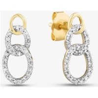 T.H.Baker Women's 9ct Yellow Gold 0.15ct Brilliant Cut Diamond Open Circle Stud Earrings THE31107-15 (YG)