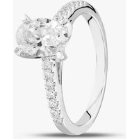 T.H.Baker Women's 9ct White Gold Laboratory-Grown 1.20ct Oval & Brilliant Cut Diamond Shoulder Set Solitaire Ring in Silver | Size: Q